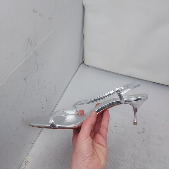 CHRISTIAN LOUBOUTIN Rosalie Strass Silver Strappy Heel Sandal - Picture 9 of 12